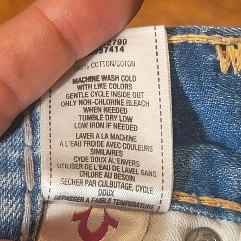 True Religion Geno Super T Mens Straight Jeans Blue 100% Cotton USA Made Size 36
